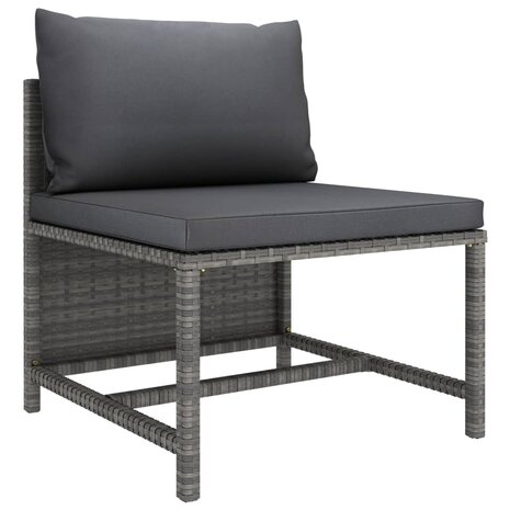 2-delige Loungeset met kussens poly rattan grijs 4