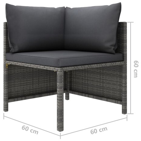 2-delige Loungeset met kussens poly rattan grijs 6
