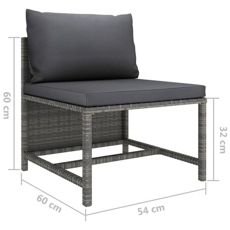 2-delige Loungeset met kussens poly rattan grijs 7