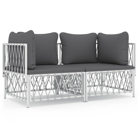 2-delige Loungeset met kussens staal wit 2