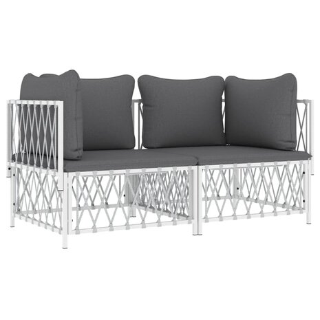 2-delige Loungeset met kussens staal wit 3