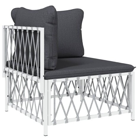2-delige Loungeset met kussens staal wit 4