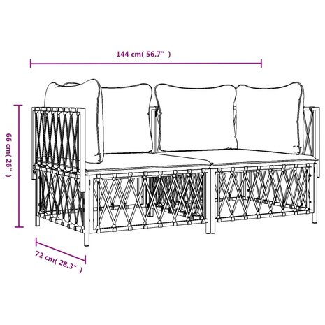 2-delige Loungeset met kussens staal wit 7