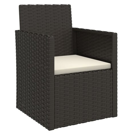 3-delige Loungeset met kussens poly rattan zwart 3