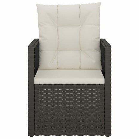 3-delige Loungeset met kussens poly rattan zwart 4