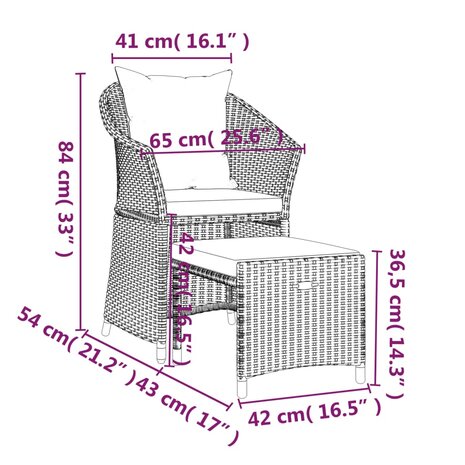 2-delige Loungeset met kussens poly rattan zwart 9