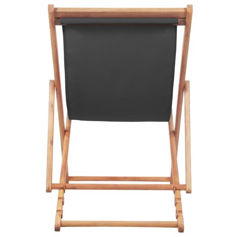 Strandstoel inklapbaar stof en houten frame grijs 3