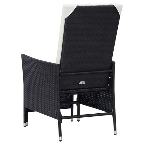 Tuinstoel verstelbaar met kussens poly rattan zwart 6