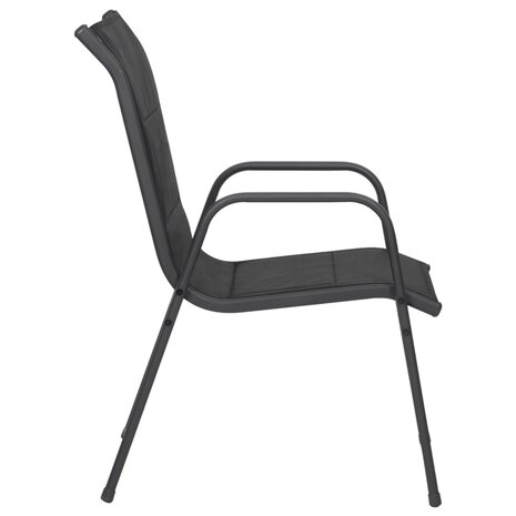 Tuinstoelen 4 st staal en textileen zwart 5
