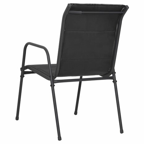 Tuinstoelen 4 st staal en textileen zwart 6