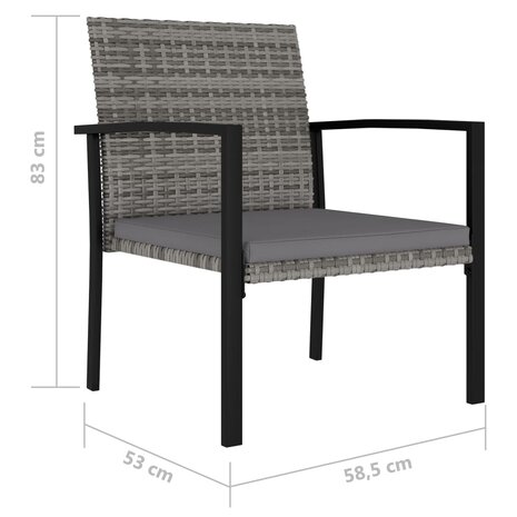 Tuinstoelen 2 st poly rattan grijs 5