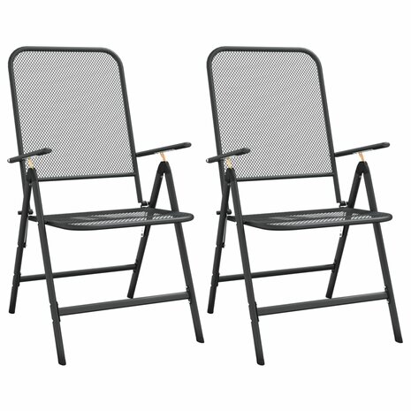 Tuinstoelen inklapbaar 2 st metaalgaas antracietkleurig 2