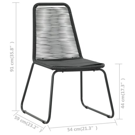 Tuinstoelen 2 st poly rattan zwart 4