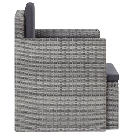 Tuinstoel met kussens poly rattan grijs 3