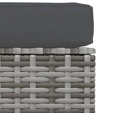 Tuinvoetenbank met kussen 70x70x30 cm poly rattan grijs 4