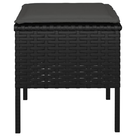 Tuinvoetenbanken 4 st met kussens poly rattan zwart 6
