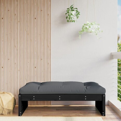 Tuinvoetenbank 120x80 cm massief grenenhout zwart 1