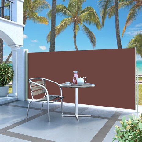 Tuinscherm uittrekbaar 140x300 cm bruin 1