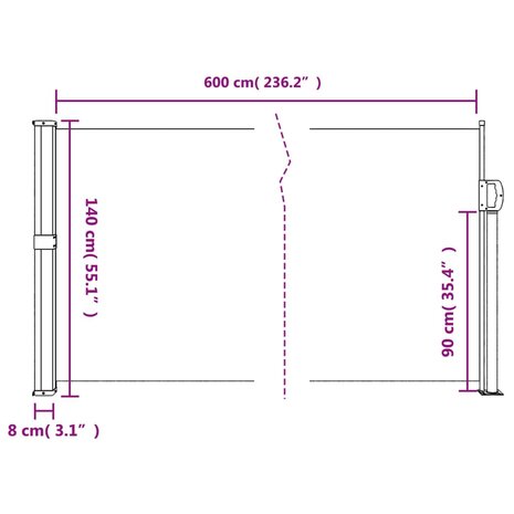 Windscherm uittrekbaar 140x600 cm wit 10