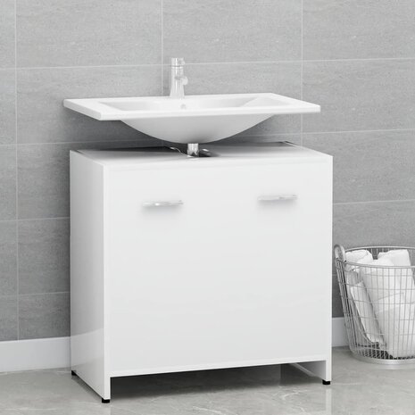 Badkamerkast 60x33x61 cm bewerkt hout wit 1