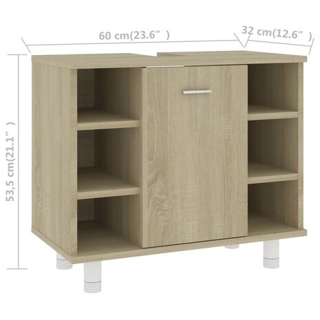 Badkamerkast 60x32x53,5 cm bewerkt hout sonoma eikenkleurig 8