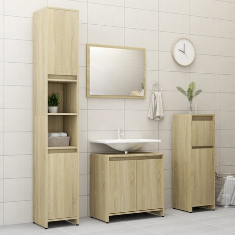Badkamerkast 60x33x61 cm bewerkt hout sonoma eikenkleurig 9