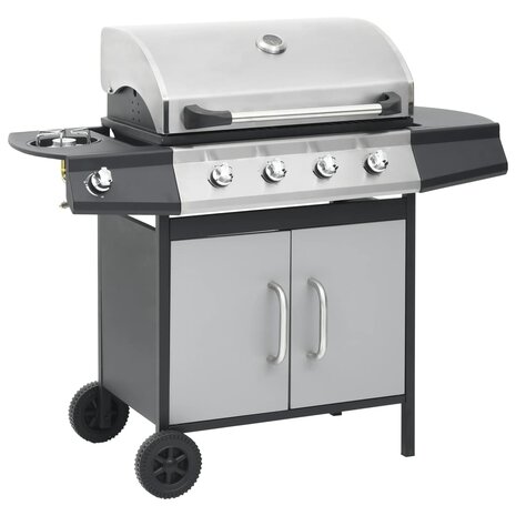 Gasbarbecue 4+1 kookzone staal en roestvrij staal zwart zilver 2