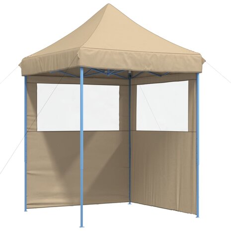 Partytent inklapbaar pop-up met 2 zijwanden beige 2