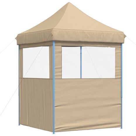 Partytent inklapbaar pop-up met 2 zijwanden beige 5