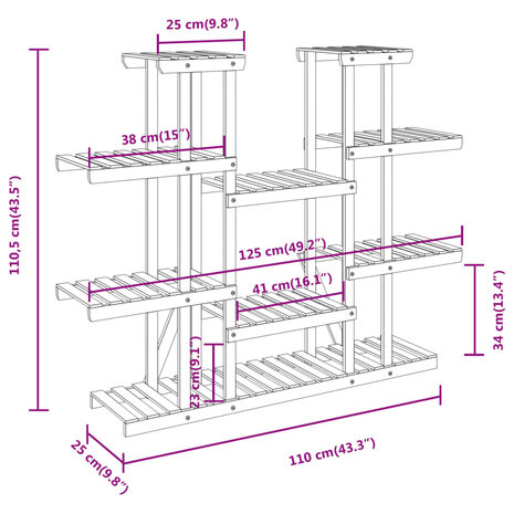 Plantenstandaard 110x25x110,5 cm massief vurenhout 8