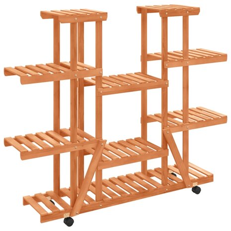 Plantenstandaard met wielen 110x25x115 cm massief vurenhout 2