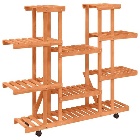 Plantenstandaard met wielen 110x25x115 cm massief vurenhout 6