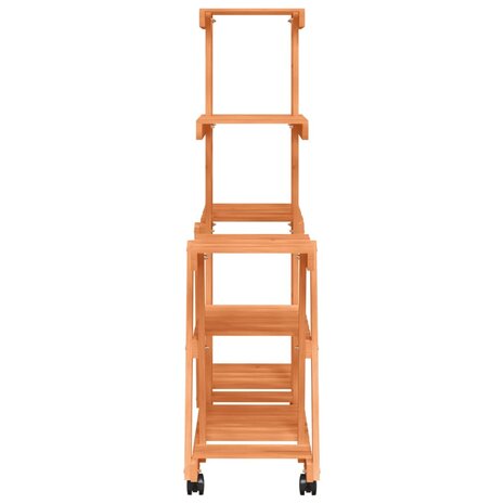 Plantenstandaard met wielen 95x25x101 cm massief vurenhout 5