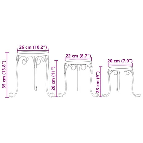 Plantenstandaards 3 st keramiek terracottakleurig en wit 9