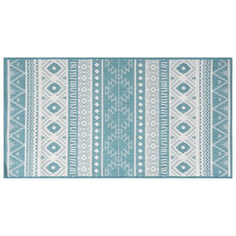 Buitenkleed omkeerbaar 80x150 cm aqua en wit 3
