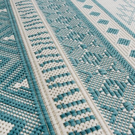Buitenkleed omkeerbaar 80x150 cm aqua en wit 4