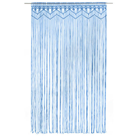 Gordijn macram&eacute; 140x240 cm katoen blauw 2