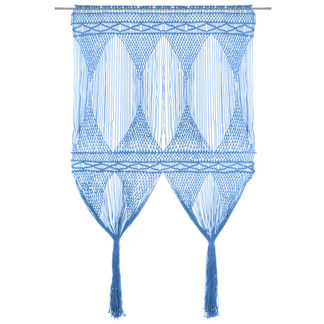 Gordijn macram&eacute; 140x240 cm katoen blauw 1