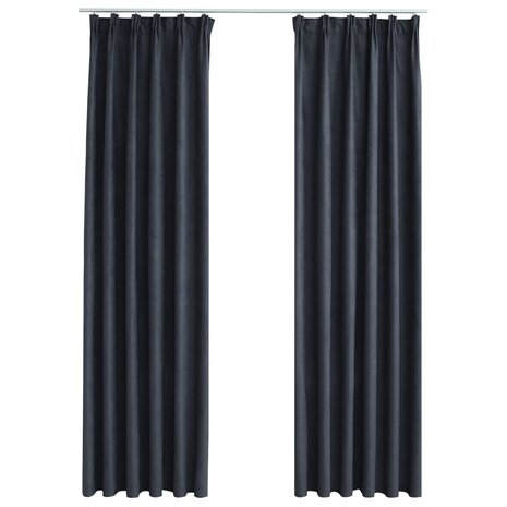 Gordijnen verduisterend met haken 2 st 140x175 cm antraciet 2