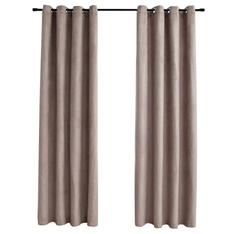 Gordijn verduisterend met metalen ringen 2 st 140x225 cm taupe 2