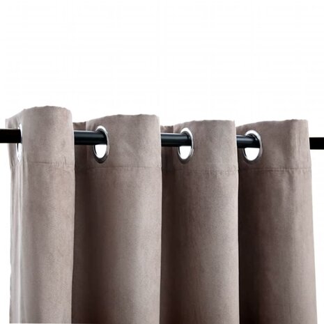 Gordijn verduisterend met metalen ringen 2 st 140x225 cm taupe 3