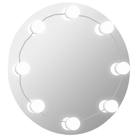 Wandspiegel met LED-lampen rond glas 2