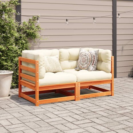 2-delige Loungeset massief grenenhout wasbruin 3