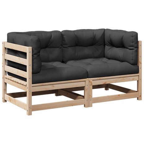 2-delige Loungeset met kussens massief grenenhout 2