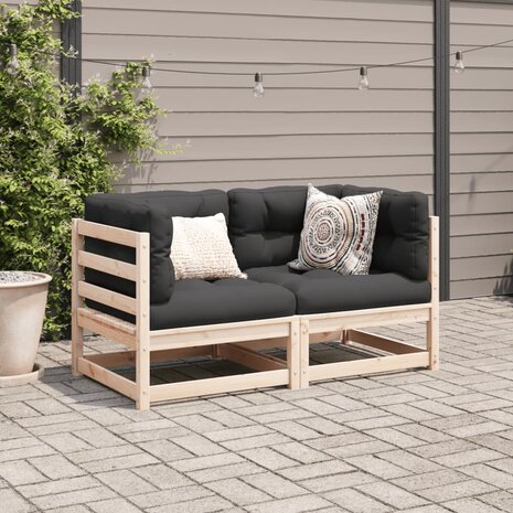 2-delige Loungeset met kussens massief grenenhout 3