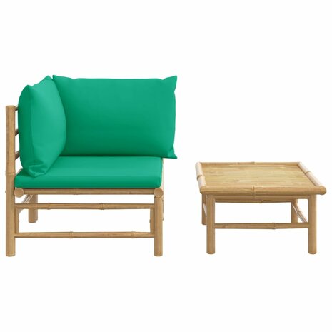 2-delige Loungeset met kussens bamboe groen 3