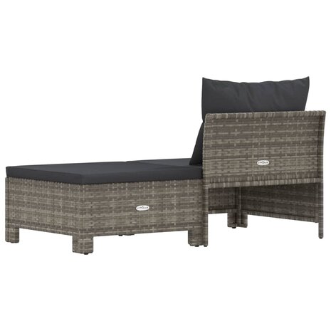 2-delige Loungeset met kussens poly rattan grijs 6