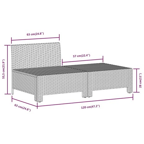 2-delige Loungeset met kussens poly rattan grijs 8