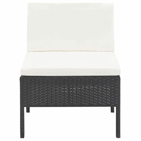 3-delige Loungeset met kussens poly rattan zwart 4