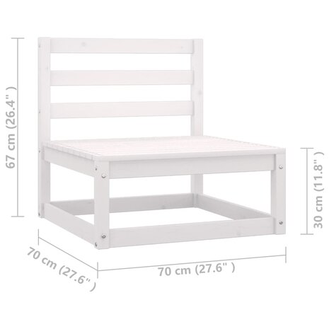 2-delige Loungeset met kussens massief grenenhout wit 11